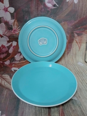 bộ 2 dĩa sứ lòng sâu màu xanh ngọc bích size 18cm - dĩa sứ màu xanh ngọc