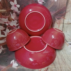 bộ tô dĩa sứ tráng men màu đỏ - tô dĩa sứ màu đỏ