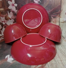 bộ tô dĩa sứ tráng men màu đỏ - tô dĩa sứ màu đỏ