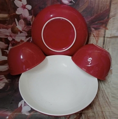 bộ tô dĩa sứ tráng men màu đỏ - tô dĩa sứ màu đỏ
