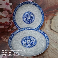 Dĩa sứ lòng sâu hoa văn xanh size 20cm - dĩa sứ sâu lòng size 20cm