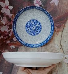 Dĩa sứ lòng sâu hoa văn xanh size 20cm - dĩa sứ sâu lòng size 20cm