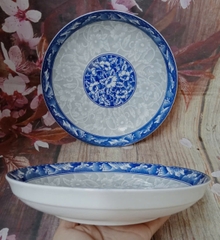 Dĩa sứ lòng sâu hoa văn xanh size 20cm - dĩa sứ sâu lòng size 20cm