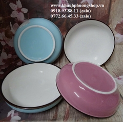 Dĩa sứ lòng sâu 18cm màu xanh biển - dĩa sứ sâu lòng size 18cm