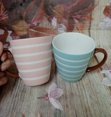 Bộ 2 ly sứ hoạ tiết sọc 350ml - ly sứ cặp cute