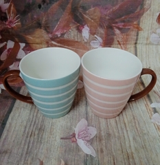 Bộ 2 ly sứ hoạ tiết sọc 350ml - ly sứ cặp cute