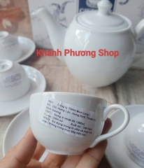 Bộ ấm trà sứ trắng Minh Long 0.5L - bộ ấm trà camellia gốm sứ minh long