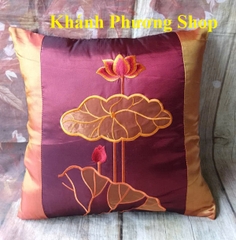 Gối tựa lưng ghế salon gỗ phối gấm - gối tự lưng