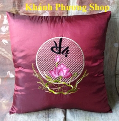 Gối tựa lưng ghế salon gỗ phối gấm - gối tự lưng