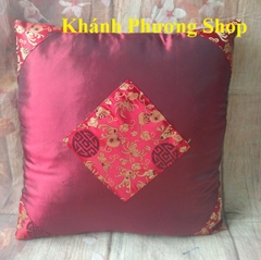 Gối tựa lưng ghế salon gỗ phối gấm - gối tự lưng