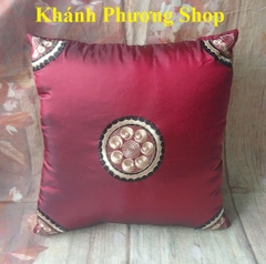 Gối tựa lưng ghế salon gỗ phối gấm - gối tự lưng