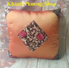 Gối tựa lưng ghế salon gỗ phối gấm - gối tự lưng