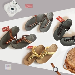 Dép kiểu nữ Feetlove cao cấp cao 3 cm - Dép kẹp chuỗi hạt đen