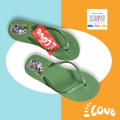 Dép kẹp nữ Feetlove 3 cm xanh lá hình con sư tử