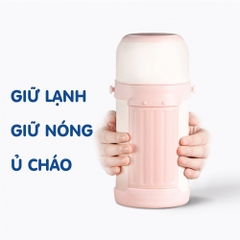 Bình ủ cháo cho bé giữ nhiệt đa năng DOUX màu xám trắng (Dung tích lớn tới 1 lít)