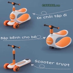 Xe Scooter, bập bênh, xe chòi chân 3 trong 1 đa năng CAYABE màu kem