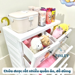 Tủ nhựa cho bé và người lớn ngăn kéo 5 tầng FINLEY phi hành gia (SIZE LỚN NGANG 70CM) đựng quần áo, đồ chơi, đồ dùng gia đình - FL-0016-5T-A