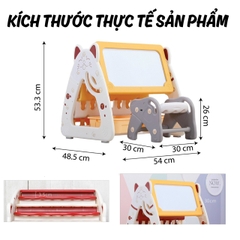 Bộ bảng vẽ - giá kệ sách - bàn học - ghế học mèo Kitty CAYABE Holla 4 trong 1 cho bé