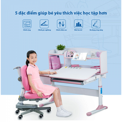 Bàn học thông minh chống gù, chống cận cho trẻ em dài 1m màu hồng CAYABE mã CB-71000