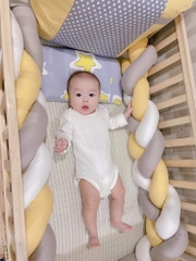 Quây sam xoắn bao quanh nôi cũi bảo vệ an toàn cho bé vải cotton 100% Hàn Quốc