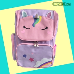 Ba lô chống gù trẻ em CAYABE ngựa Pony/ Unicorn kỳ lân tím hồng (size 41 cm)