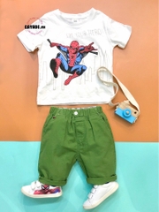Áo thun bé trai hình Spiderman your Hero màu trắng