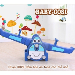 Đồ chơi vận động bập bênh CAYABE Baby-Cosi hình máy bay cho bé MÀU XANH