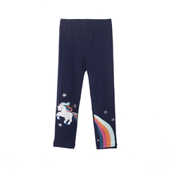 Quần legging bé gái ngựa Unicorn/ Pony xanh đen cầu vồng