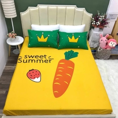 Bộ ga giường và 2 vỏ gối hình củ cải trái dâu 100% cotton