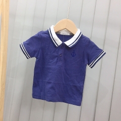 Áo thun Polo bé trai Little One màu xanh đen cổ trắng