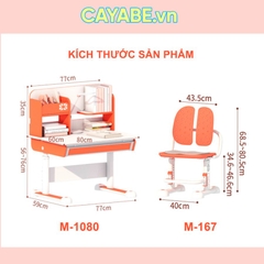 Bộ bàn ghế chống gù, chống cận học sinh CAYABE CB-005 dài 90cm màu xanh
