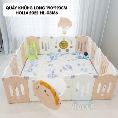 Quây cũi nhựa - bóng rổ khủng long CAYABE Holla màu hồng trắng (tặng kèm thảm, bóng)