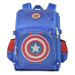 Ba lô chống gù trẻ em đội trưởng Mỹ Captain America ngôi sao xanh dương mã 778 (38 x 15 x 28 cm)