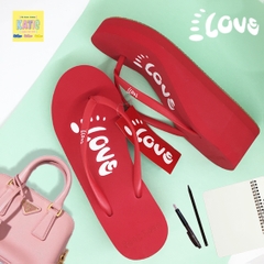 Dép kẹp nữ Feetlove 5 cm màu đỏ logo Feetlove