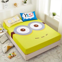 Bộ ga giường và gối hình Minion màu vàng
