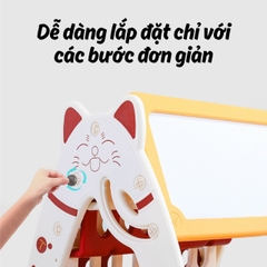 Bộ bảng vẽ - giá kệ sách - bàn học - ghế học mèo Kitty CAYABE Holla 4 trong 1 cho bé