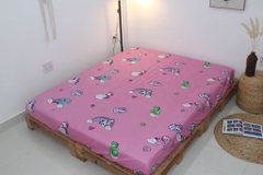 Bộ ga gối 4 món ngựa Little Pony màu hồng cotton 100% (ga giường + 1 vỏ gối ôm + 2 vỏ gối nằm)