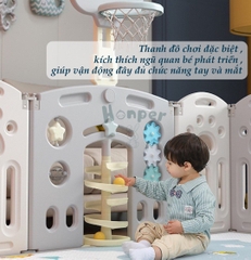 Quây cũi nhựa - cột bóng rổ sư tử CAYABE cho bé màu xanh lá (tặng kèm thảm, bóng)