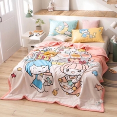 Chăn mền cho bé hình hai bé gái 100% cotton, 200 x 230cm