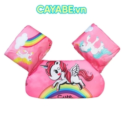 Phao bơi cho bé CAYABE ngựa Pony/ Unicorn cầu vồng hồng đậm (phao tay kèm phao đỡ ngực cho trẻ em)