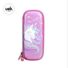 Hộp bút UEK ngựa Unicorn/ Pony nhũ hồng - Hàng chính hãng