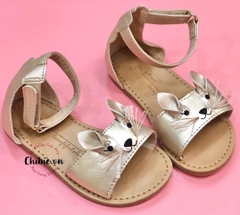 Giày Sandal bé gái mèo Kitty màu vàng đồng