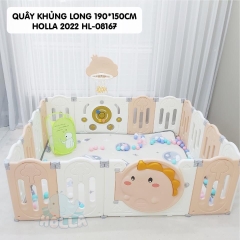 Quây cũi nhựa - bóng rổ khủng long CAYABE Holla màu hồng trắng (tặng kèm thảm, bóng)