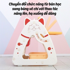 Bộ bảng vẽ - giá kệ sách - bàn học - ghế học mèo Kitty CAYABE Holla 4 trong 1 cho bé