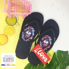 Dép kẹp nữ Feetlove 1 cm xanh đen hình con sói