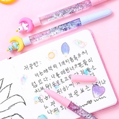 Bút gel ngựa Unicorn kim tuyến 3 màu (mực đen)