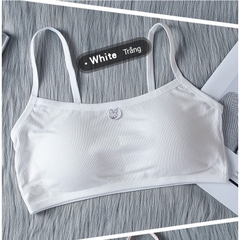 Áo lót (áo lá) bé gái thun cotton hai dây mút mỏng màu trắng (set 4 cái)