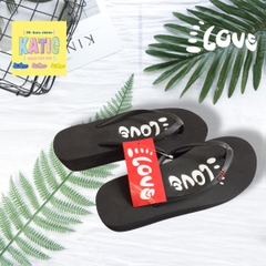 Dép kẹp nữ Feetlove 3 cm đen hình logo Feetlove