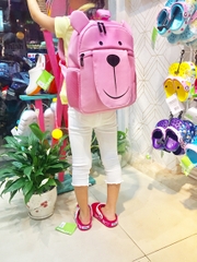 Ba lô trẻ em màu hồng hình mặt sư tử cười - L