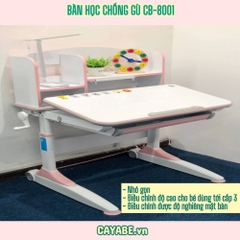 Bàn học thông minh chống gù, chống cận cho trẻ em màu hồng CAYABE CB-8001